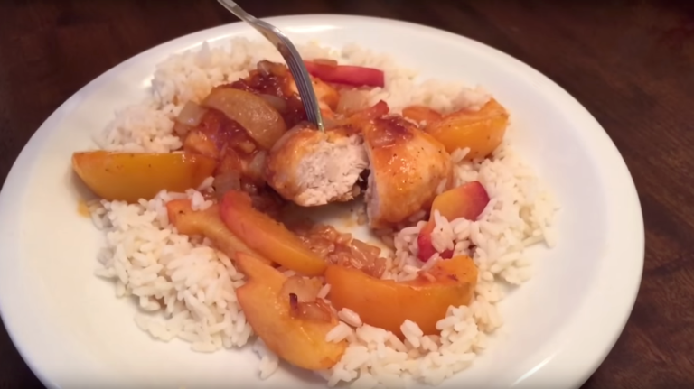 Alaga Peachy Chicken Plated on Rice